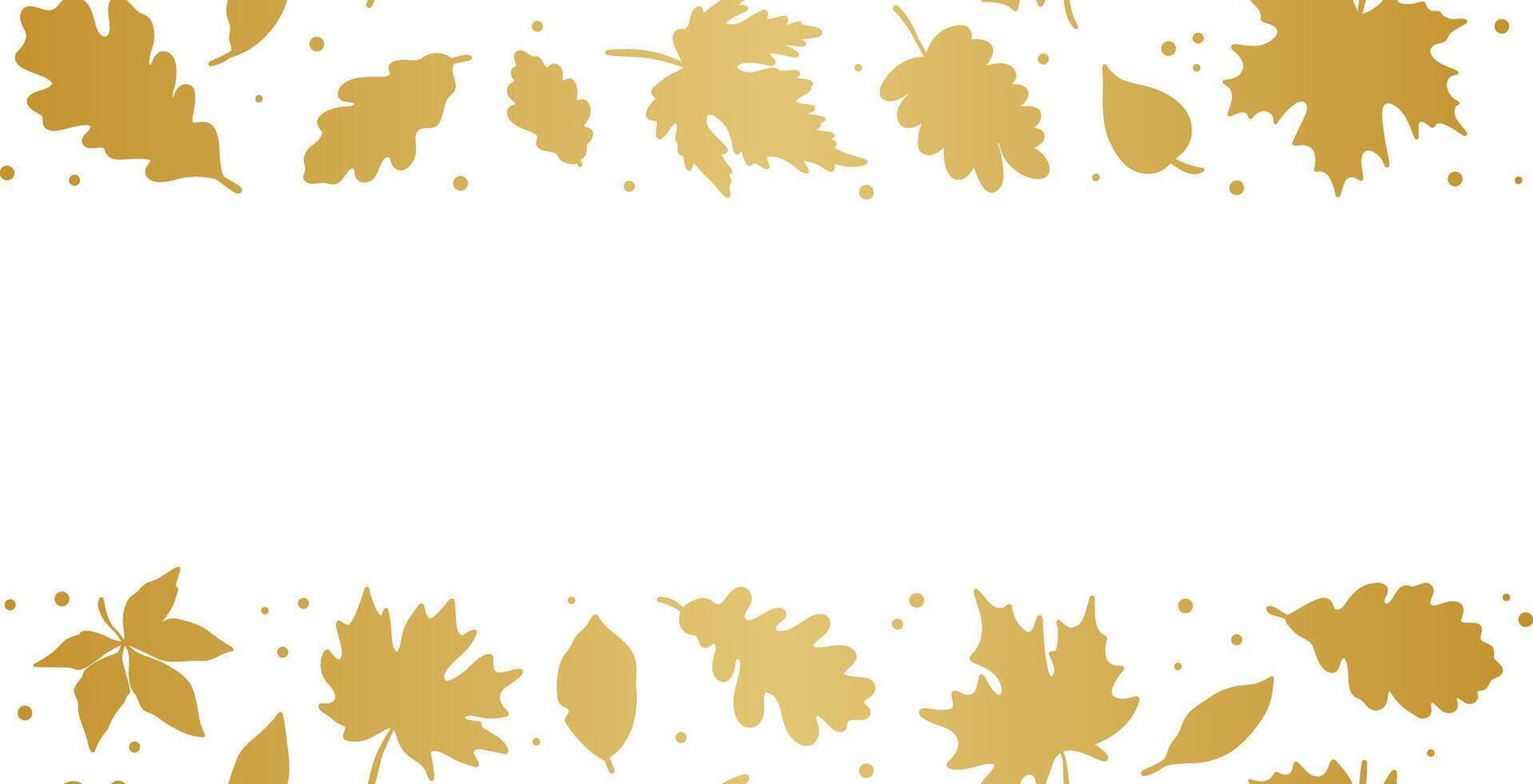 Golden leaf border, thanksgiving frame design, festive autumn banner illustration vector