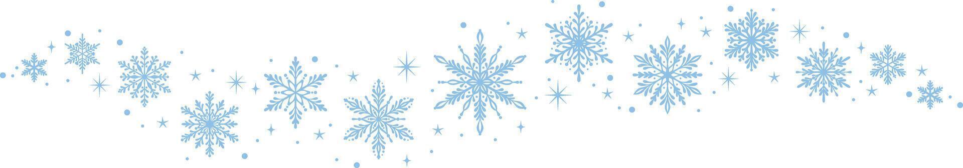 Delicate snowflake wave, snow illustration banner, decorative festive holiday clip art frame border concept vector