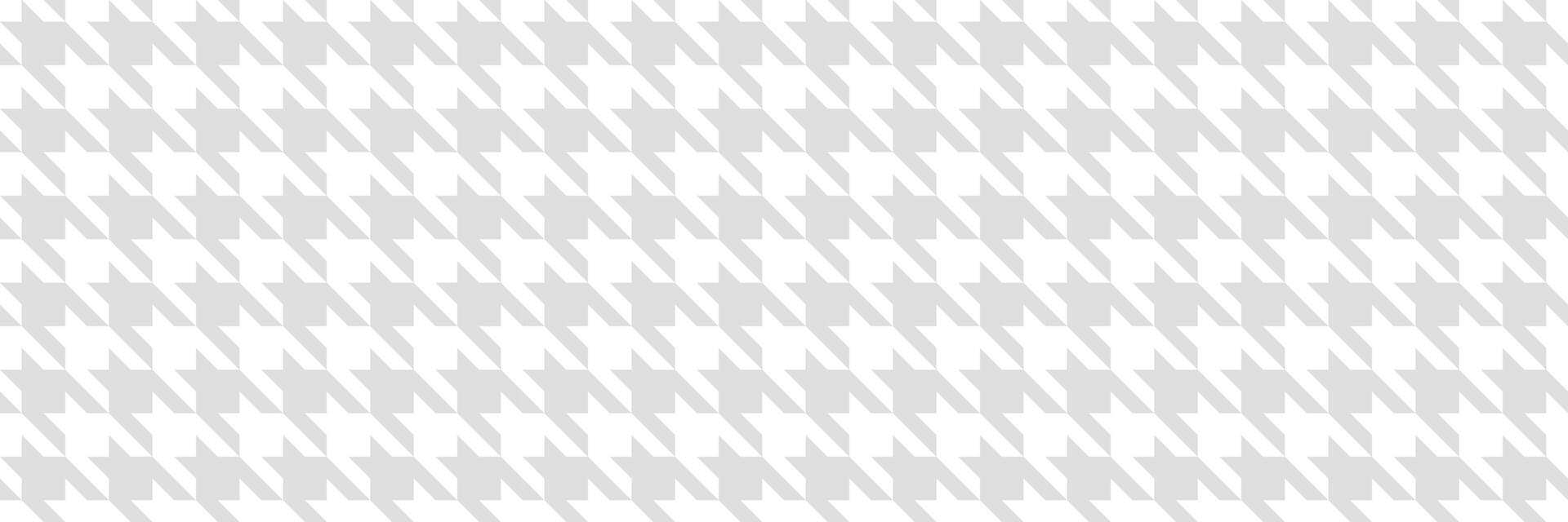 Hound tooth white and grey fabric print, seamless repeating pattern banner, horizontal wallpaper or background design vector