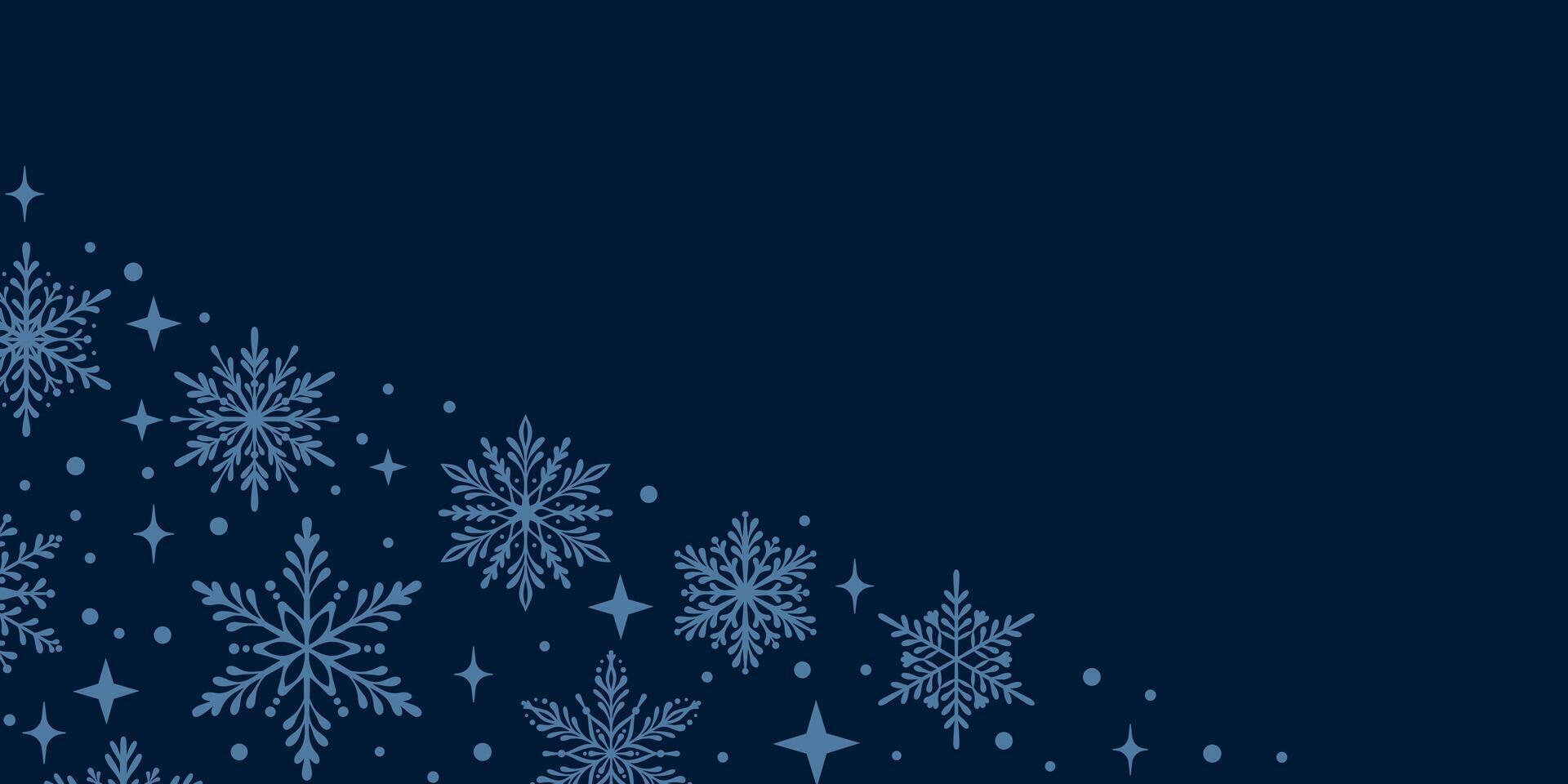 Winter greeting side frame, snowflake illustration background, festive winter holiday blank banner vector