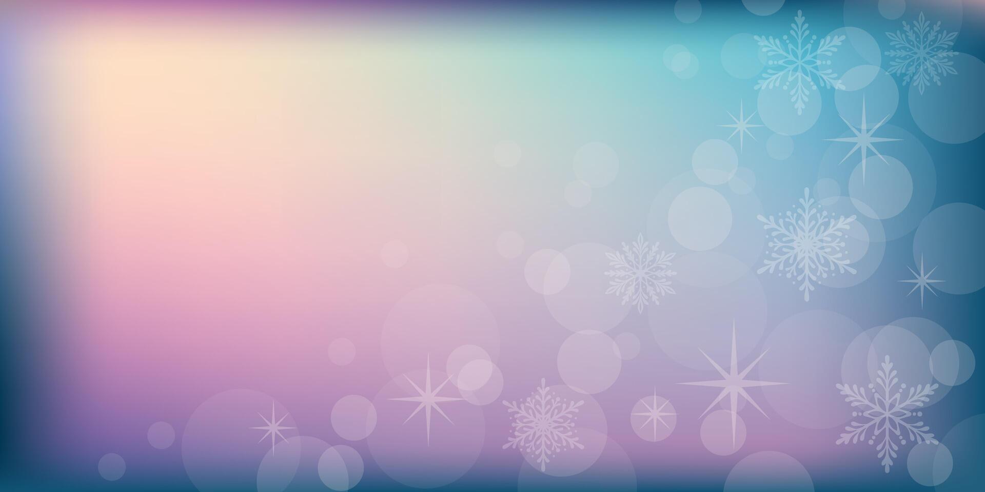 Christmas gradient bokeh pastel shining stars and snowflakes abstract wallpaper, smooth light ray liquid color blend backdrop design vector