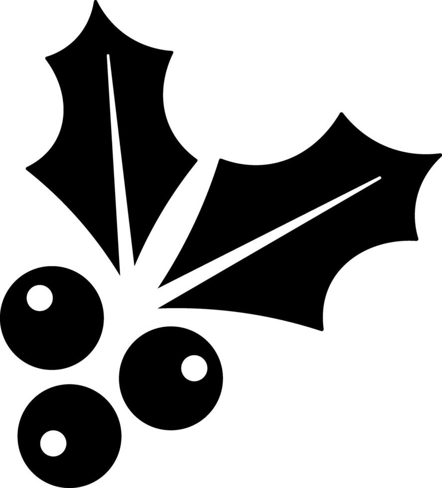 Holly ilex winter berry Christmas icon silhouette illsutration, clip art design, isolated vector