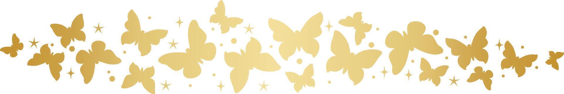 Gold butterfly border decorative illustration, decorative banner vector