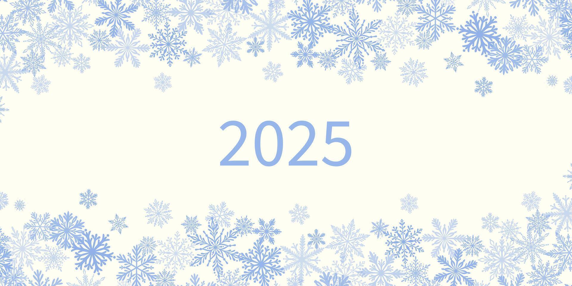 New year greeting 2025 snowflake illustration background, happy holidays wallpaper vector