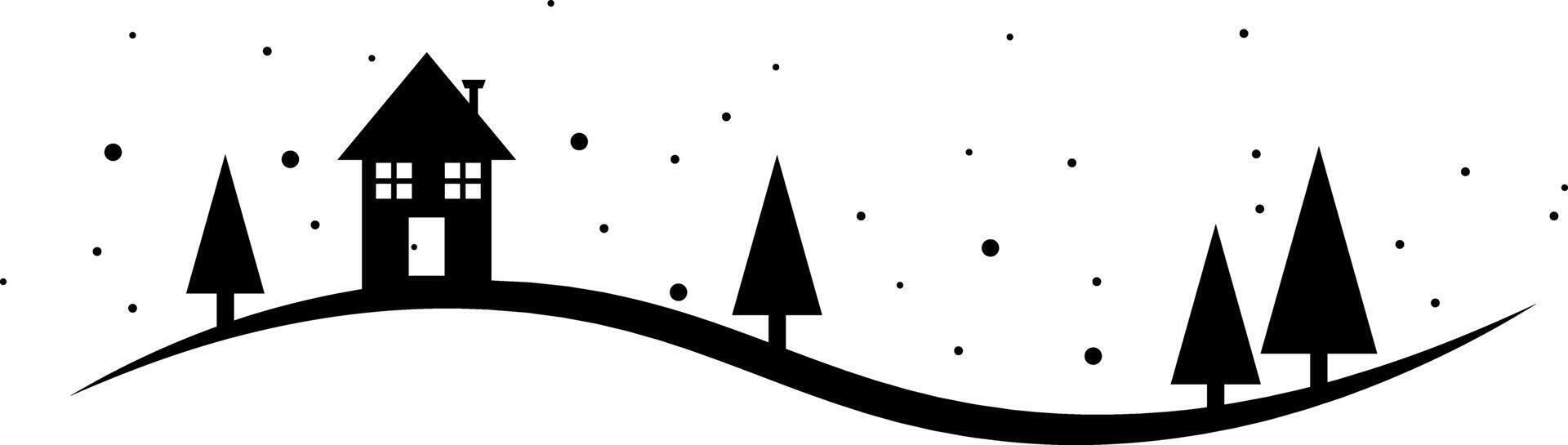 Winter flat illustration swirl, minimalist clip art winter scene silhouette decorative border design vector