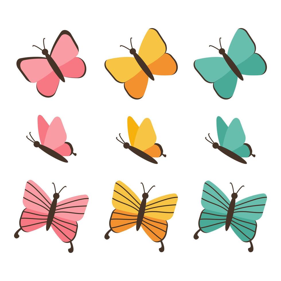 Beautiful Flying Butterfly. Various Butterfly Elements. Cute Butterfly Icon. vector