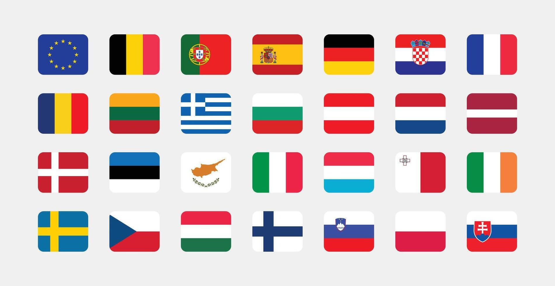 National Flag of All European Union countries. Set of European Union country Flag. vector
