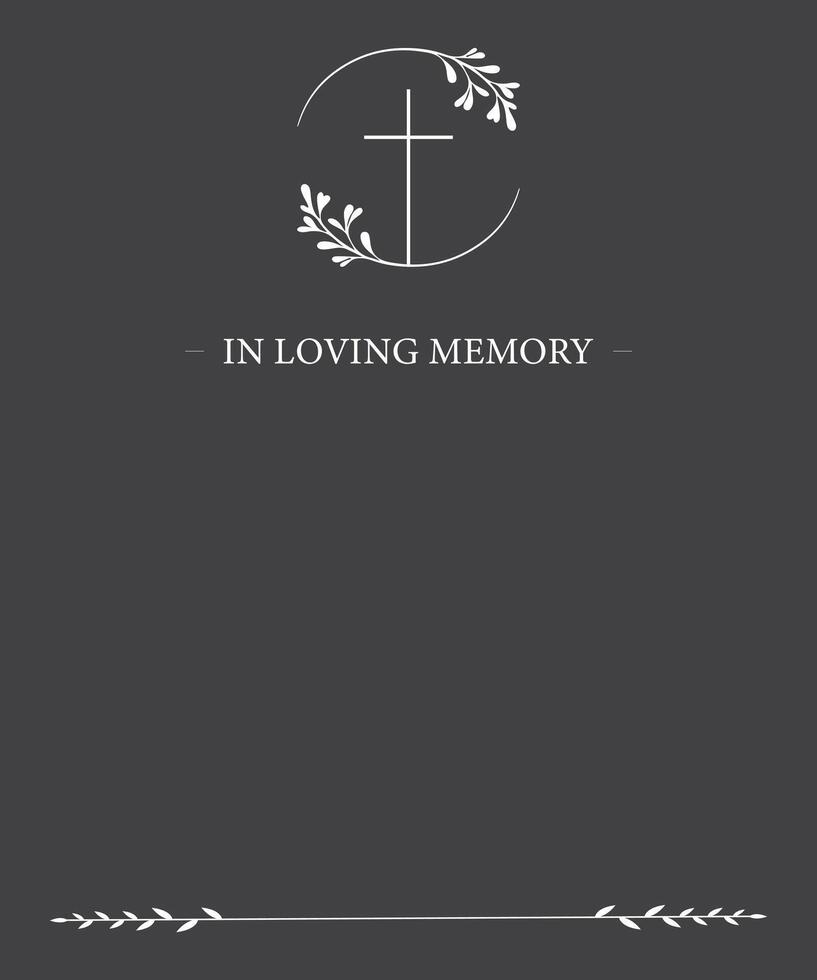 Funeral card. Empty card with grey background vector