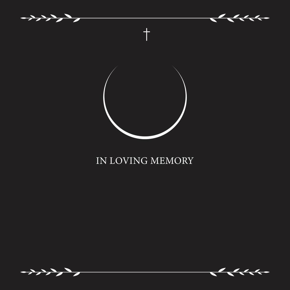 Funeral card. Digital Funeral on black background vector