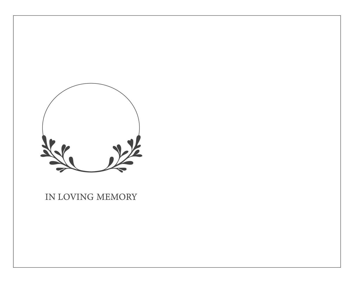 Funeral card. Empty card with photo frame in leaves vector