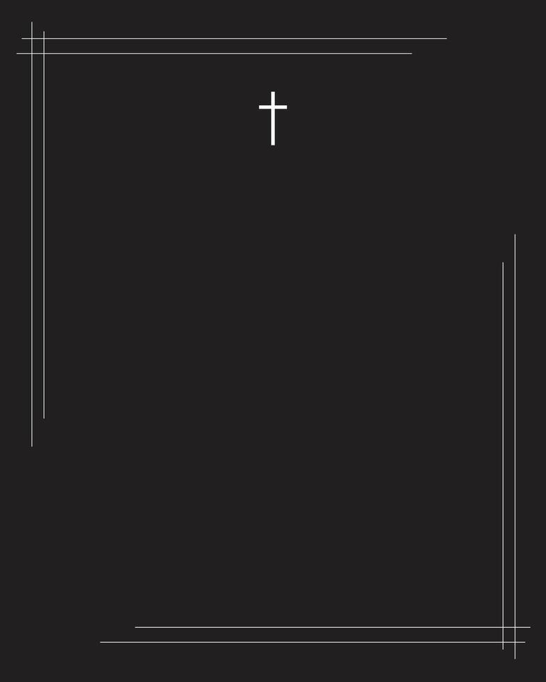 black background card for funeral with white frame and cross vector