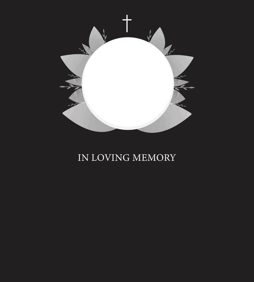 Funeral card with photo frame and text vector