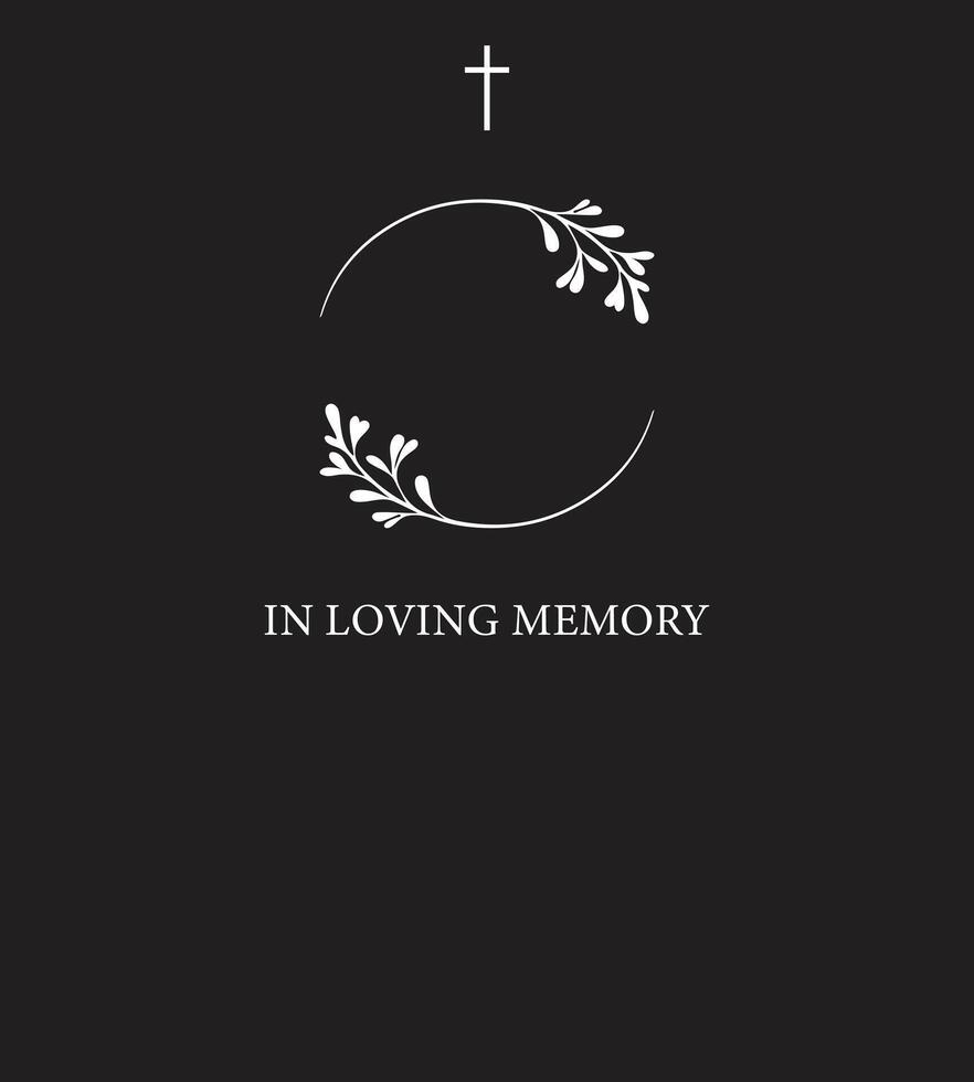 Black card for funeral with photo frame vector