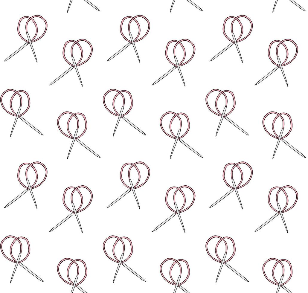 Seamless pattern of sketch knit needle vector