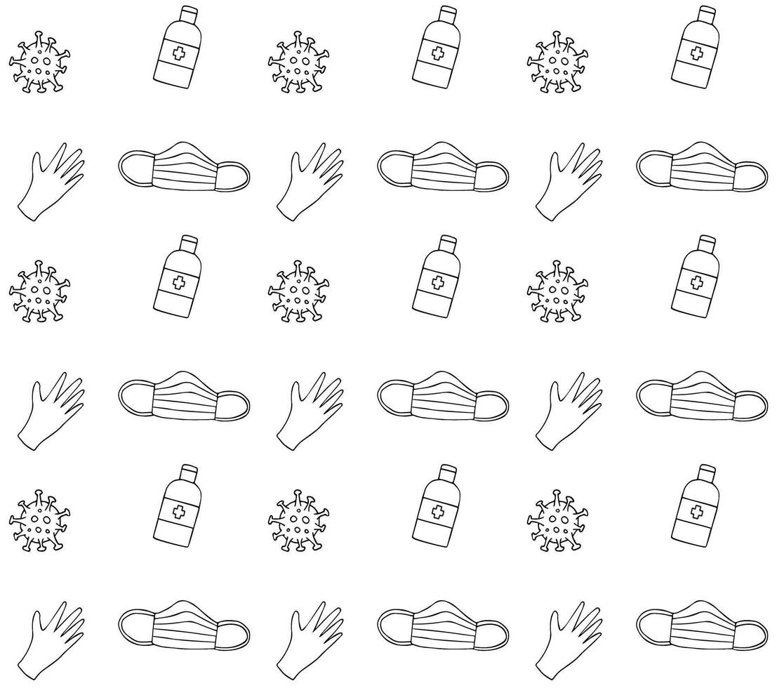 Seamless pattern of coronavirus things vector