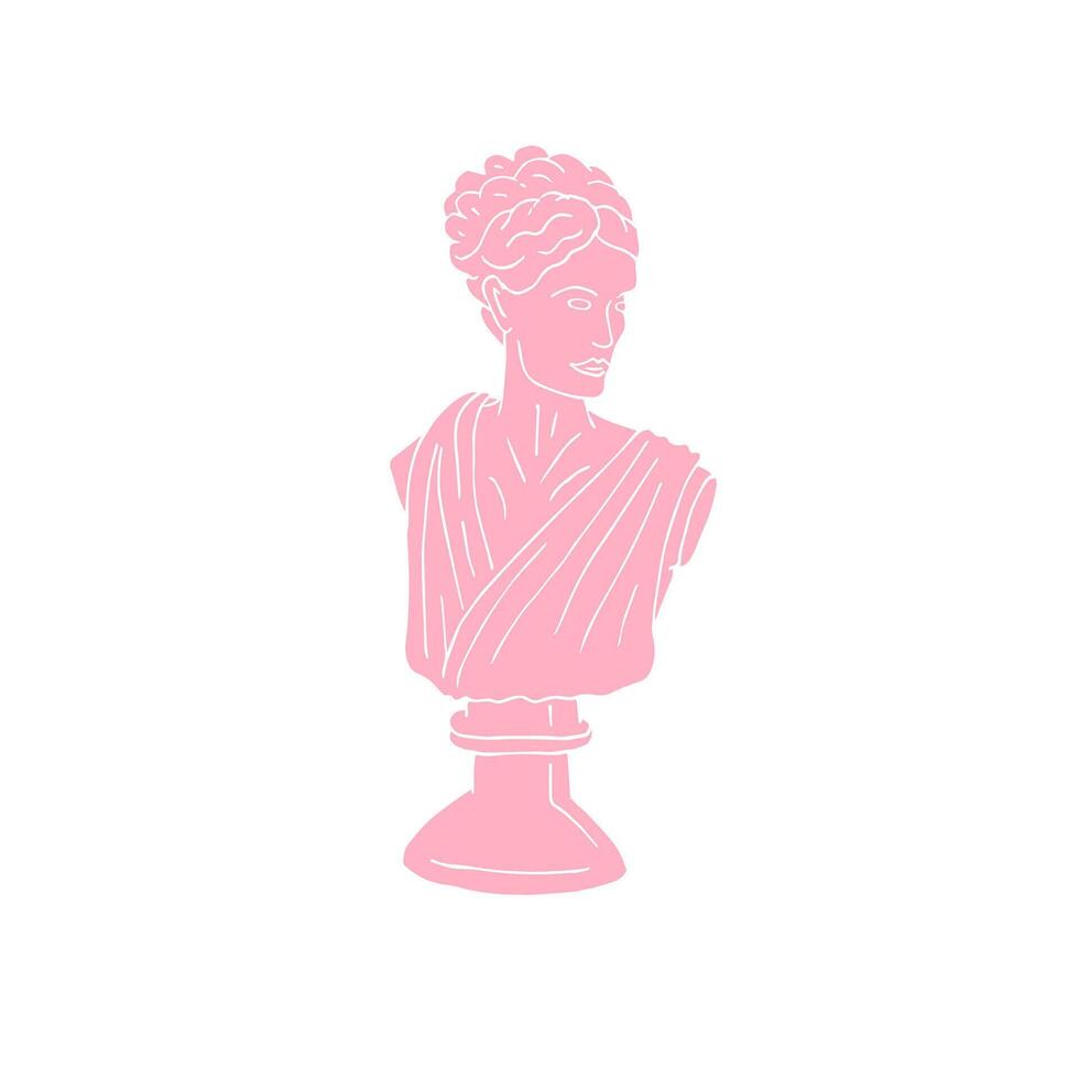 Hand drawn antique woman bust statue vector