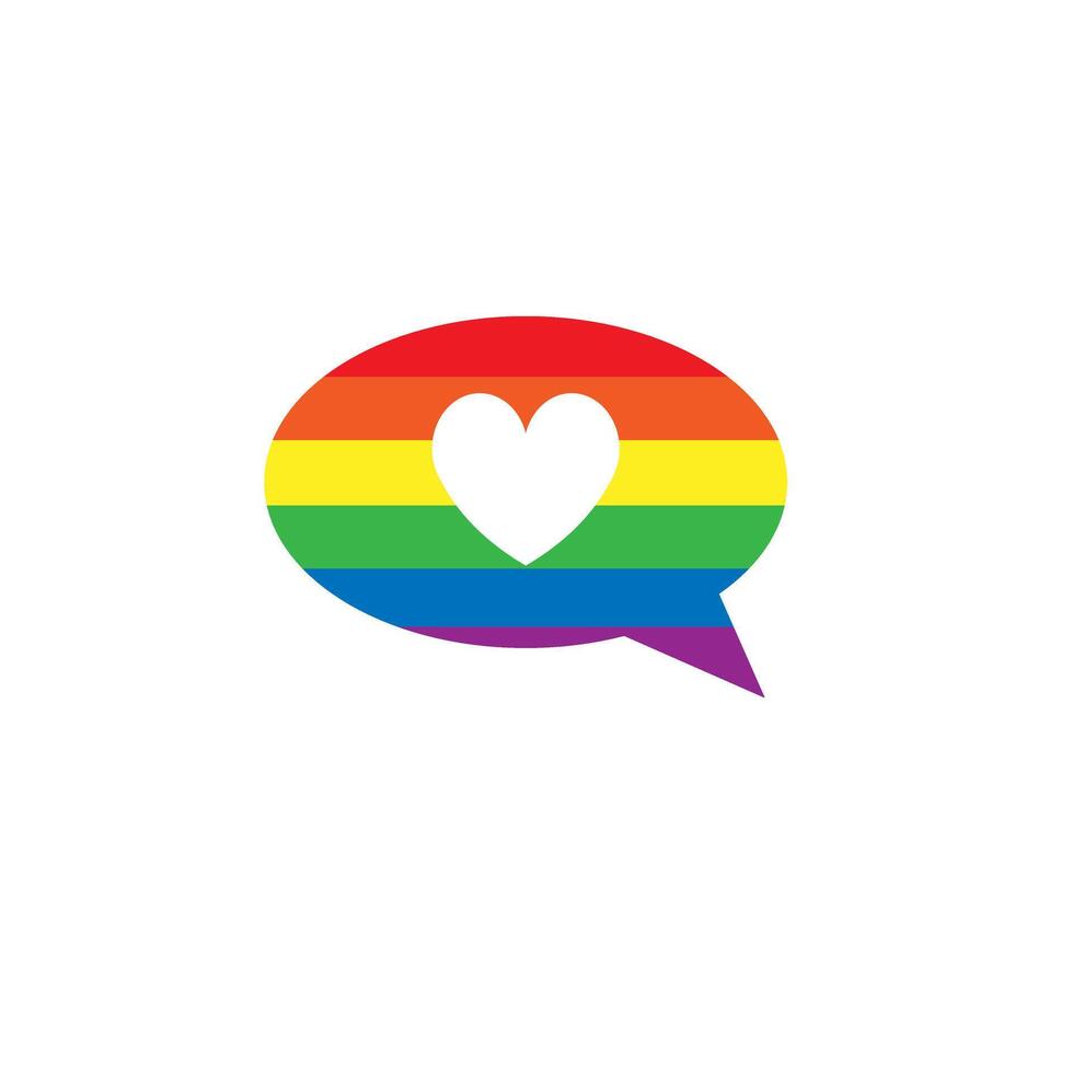 Flat cartoon lgbt rainbow flag bubble vector