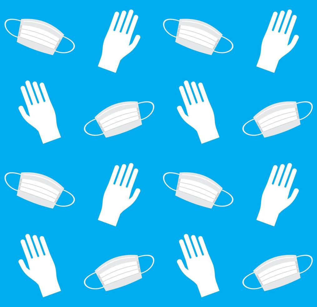 Seamless pattern of face mask and gloves vector