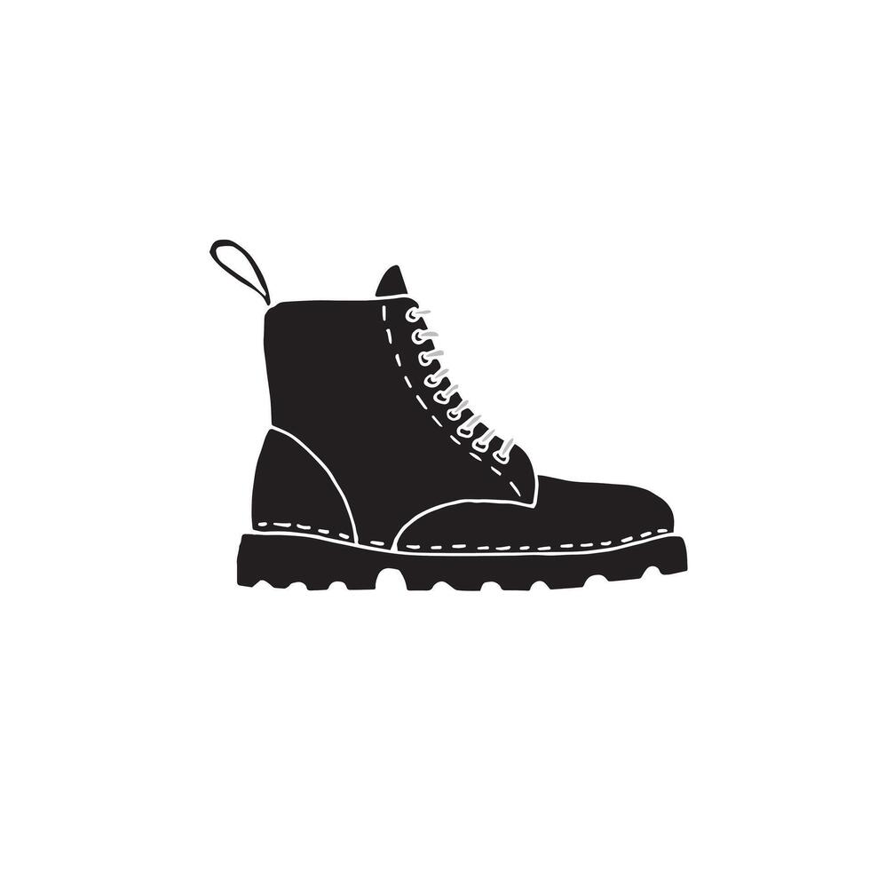 Hand drawn doodle sketch black boot vector