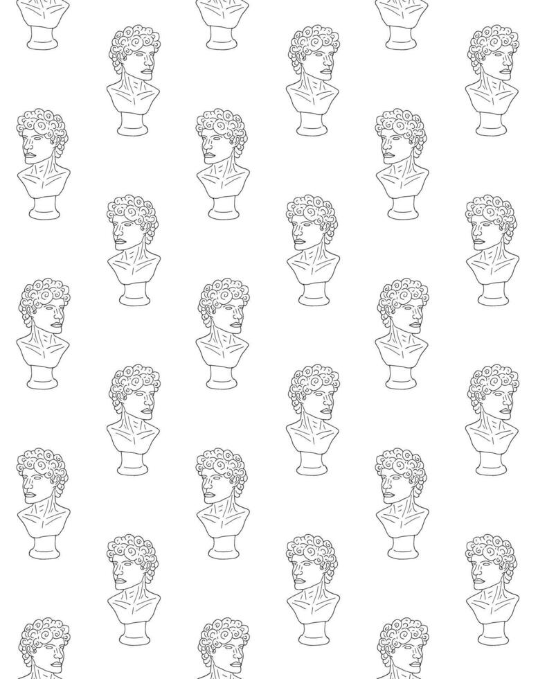 Seamless pattern of antique man bust statue vector