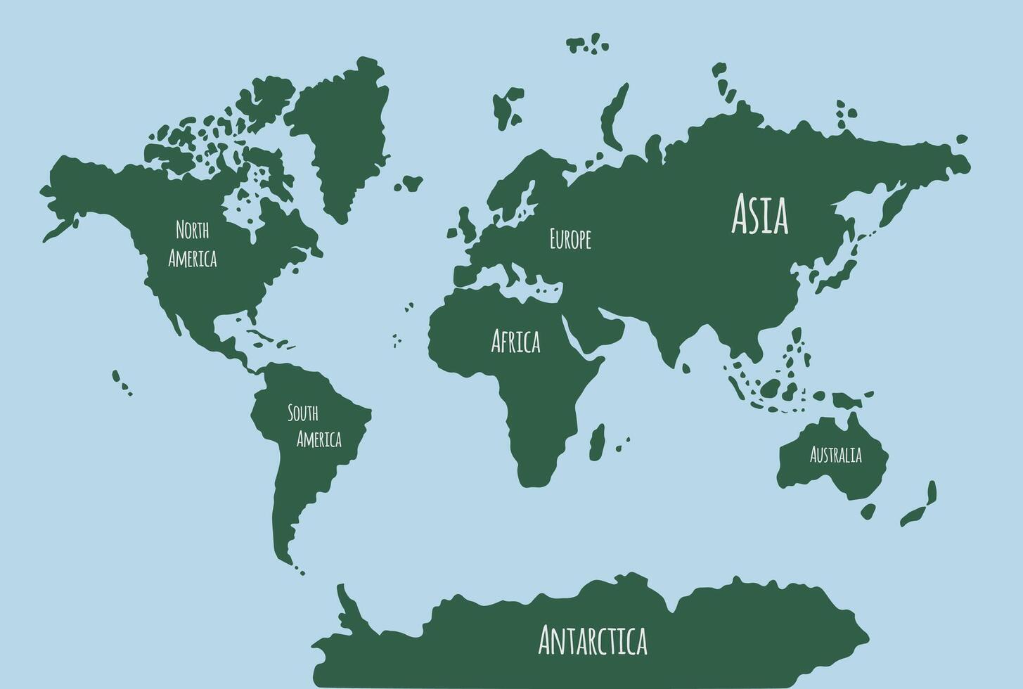 Hand drawn doodle sketch colored world map vector