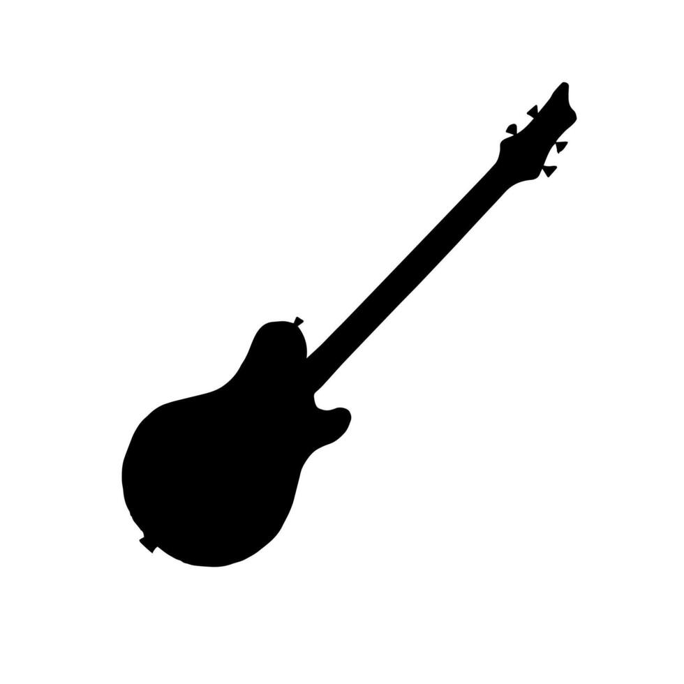 Flat black buss electric guitar silhouette vector