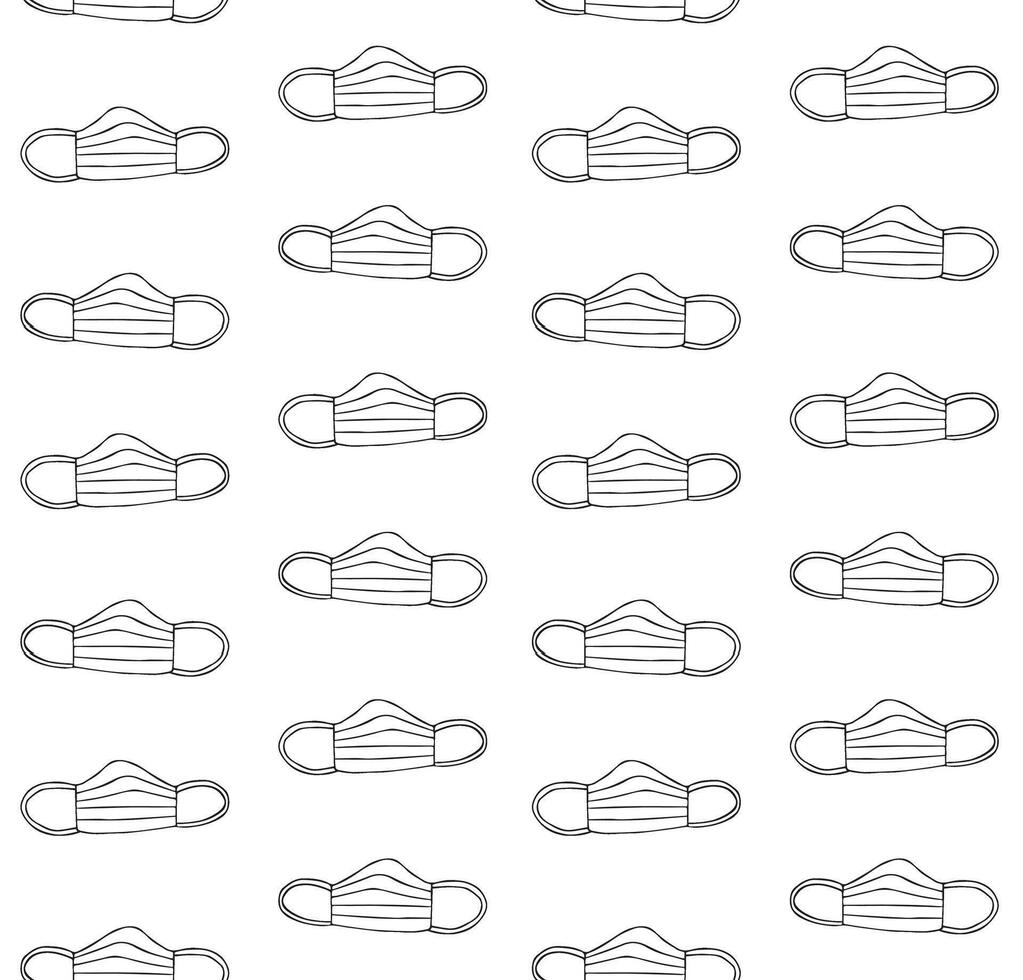 Seamless pattern of sketch medic face mask vector