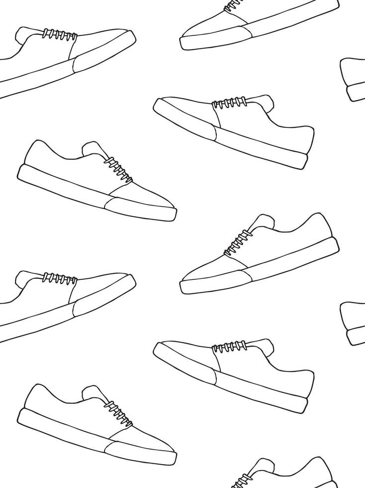 Seamless pattern of sketch skate sneaker vector