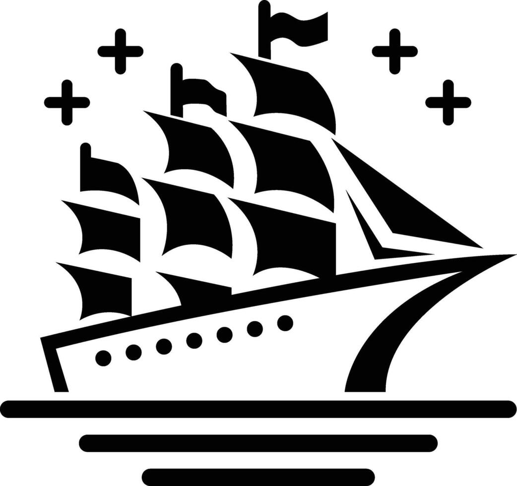 silhouette of a ship, pirates ship logo or icon black and white. vector