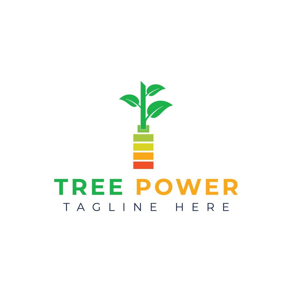Creative flat Tree Power Logo design template vector