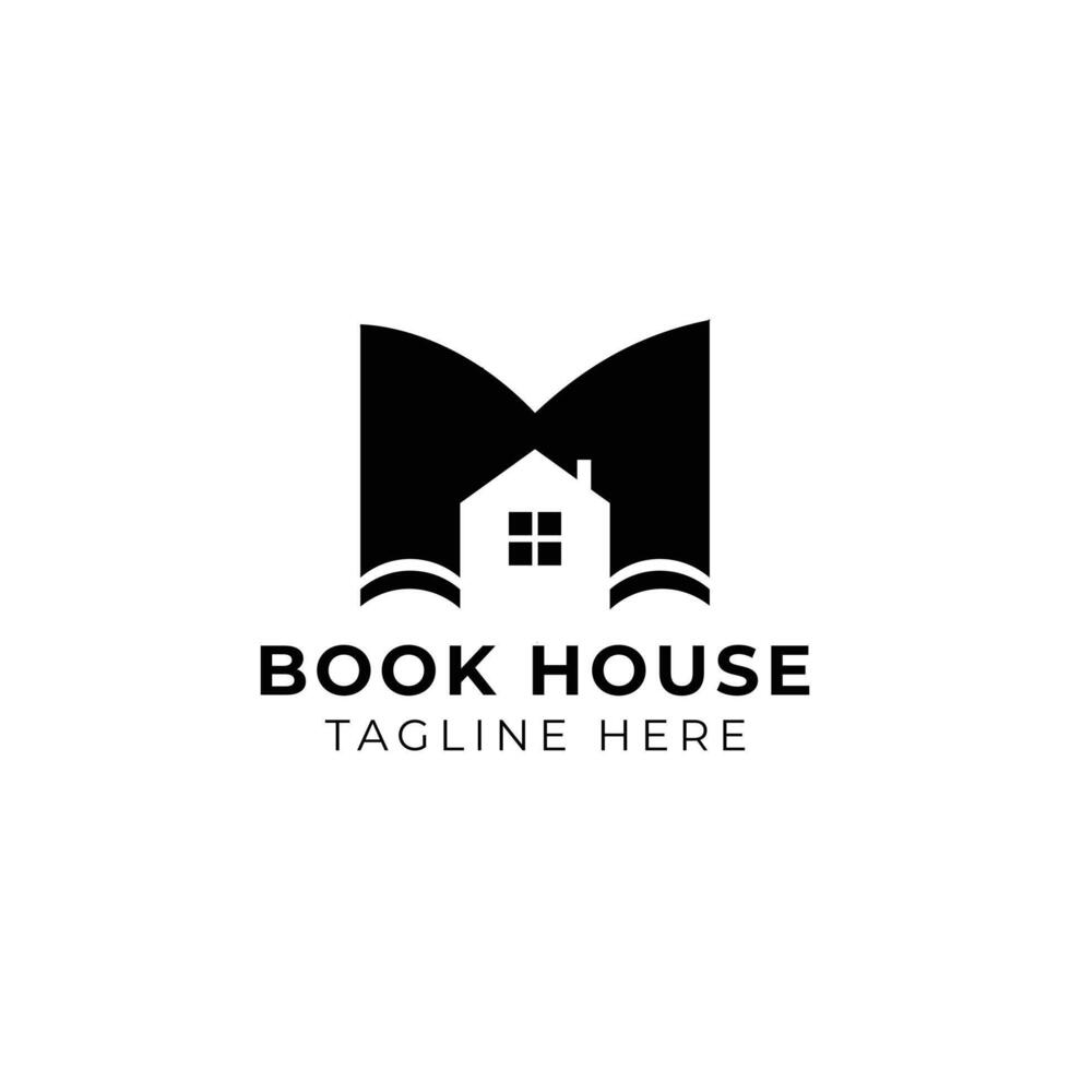 Creative flat book house Logo design template vector