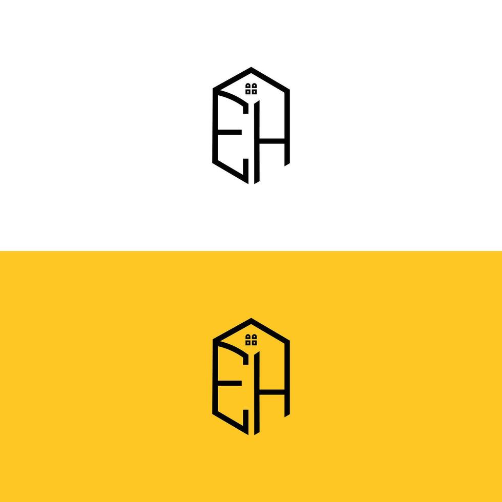 Creative initial EH letters Box House logo vector