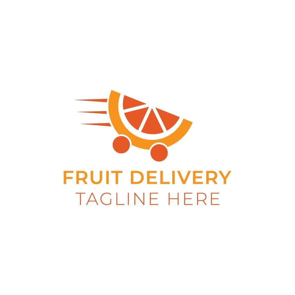 Creative flat fruit delivery Logo design template vector