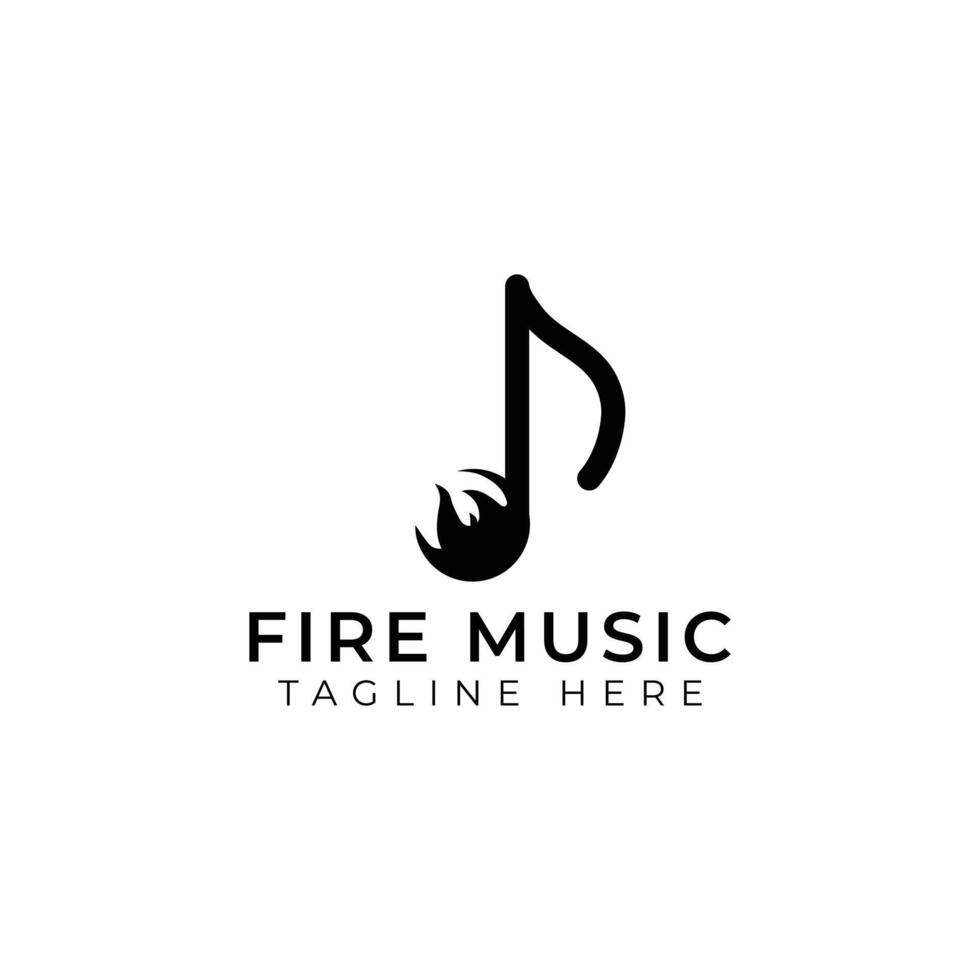 Creative minimal fire music Logo design template vector