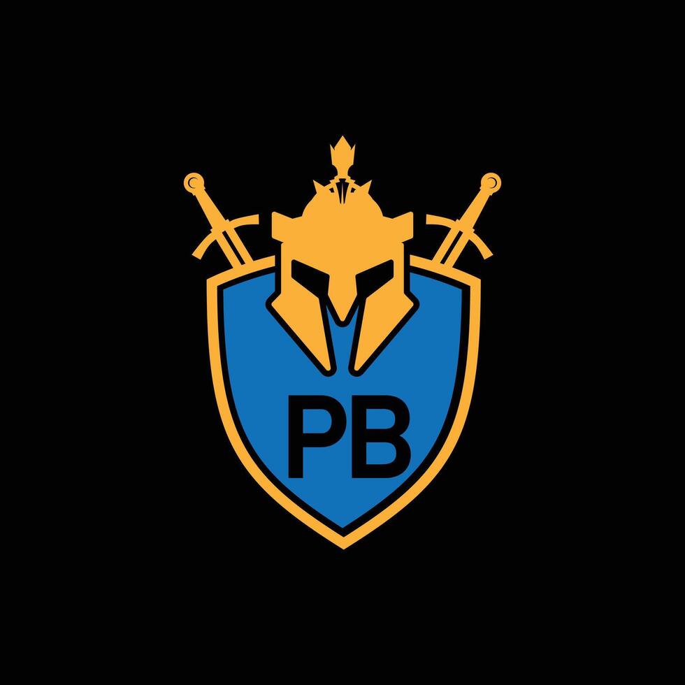 PB letter Logo with Shield, PB shield logo design template vector