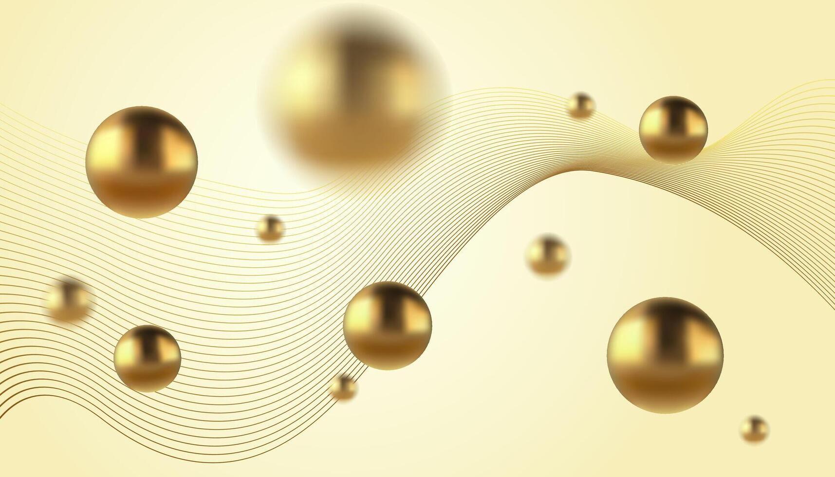 Abstract background with golden metallic balls. Trendy background in realistic style with gold. vector