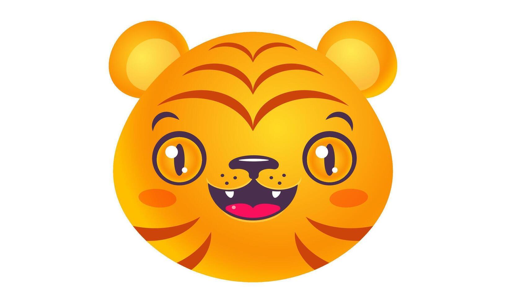Illustration of kawaii tiger head. Tiger emoji for Chinese new year. vector