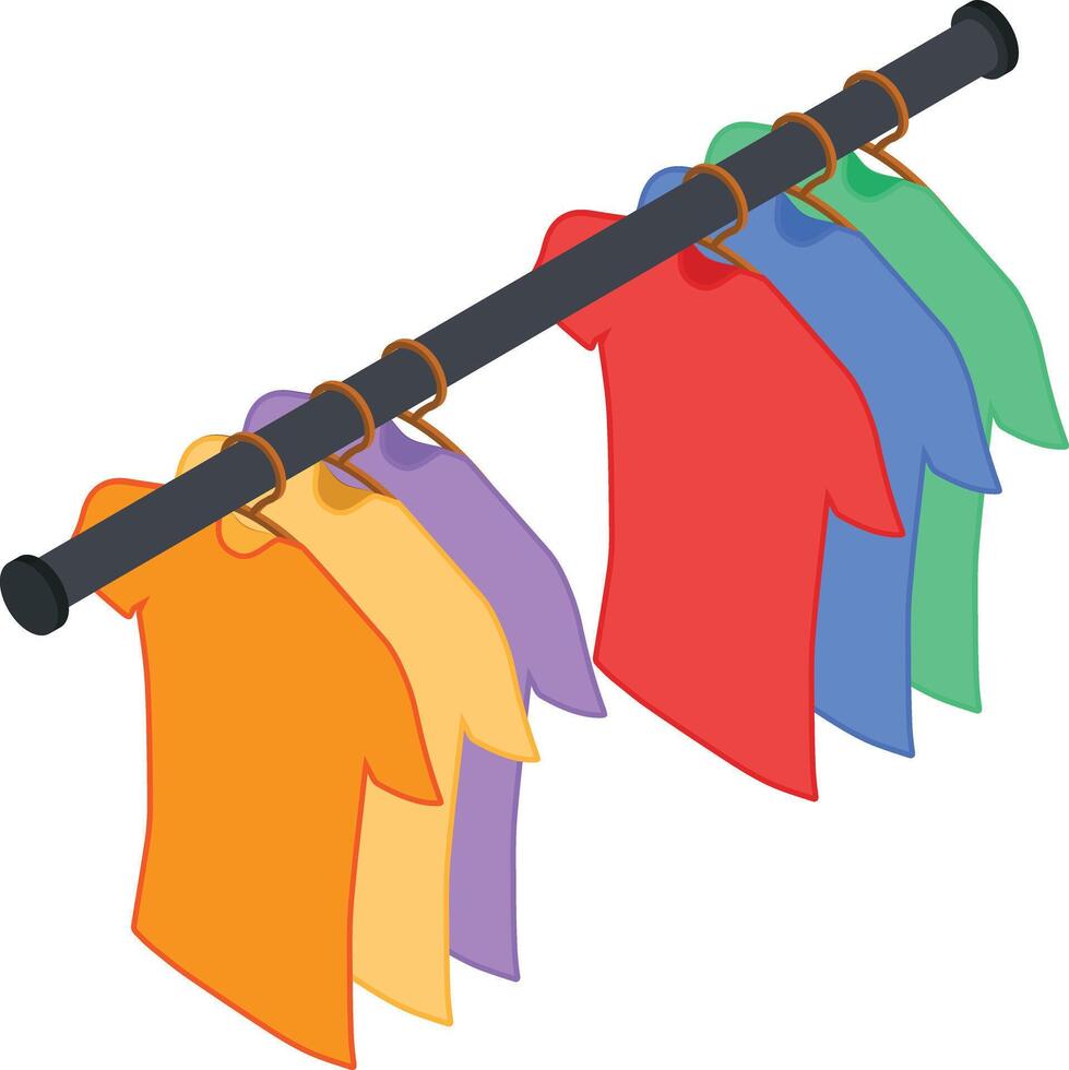 T-Shirts Hanging on a Rack vector
