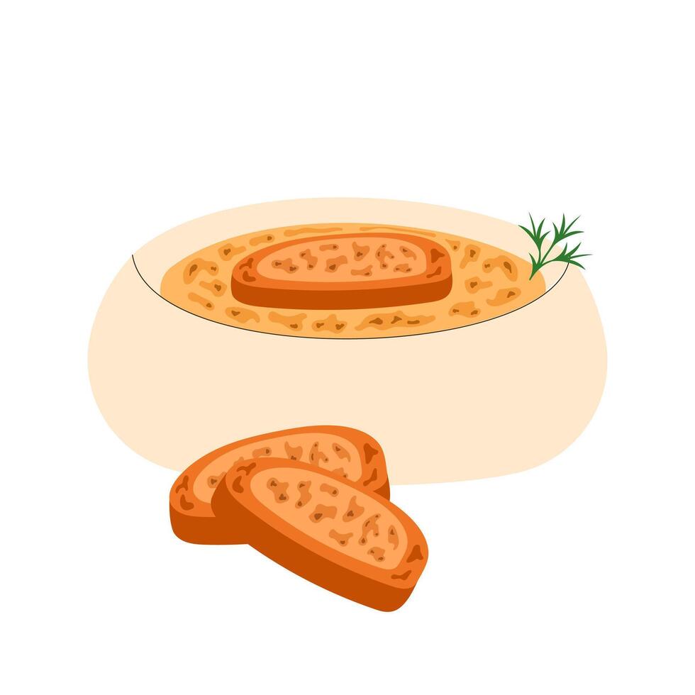 French onion soup. French cuisine, food, dish. illustration isolated on white background vector
