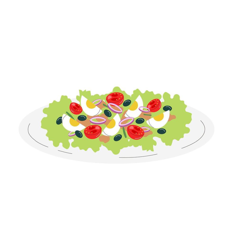 Salad nicoise. French cuisine, food, dish. illustration isolated on white background vector
