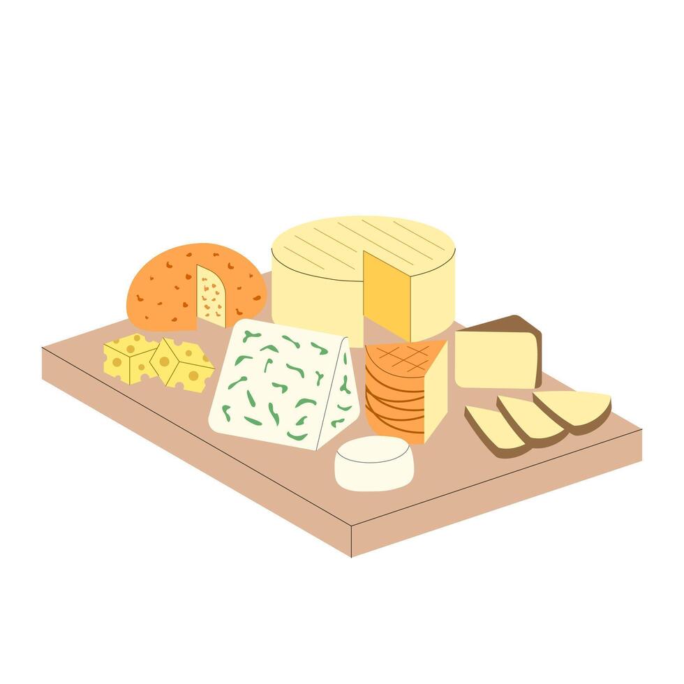 Cheese plate. French cuisine and food. illustration isolated on white background vector