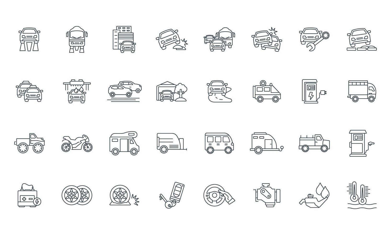 Automotive icon set . Automotive pack elements for infographic web. with trend color vector