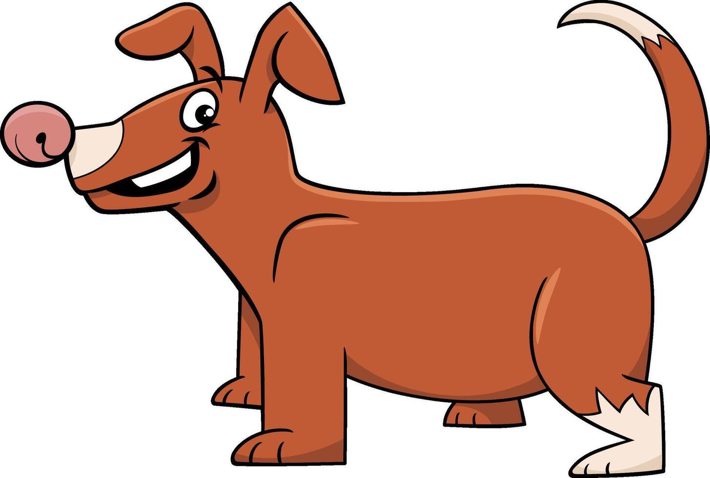 funny cartoon brown dog animal character vector