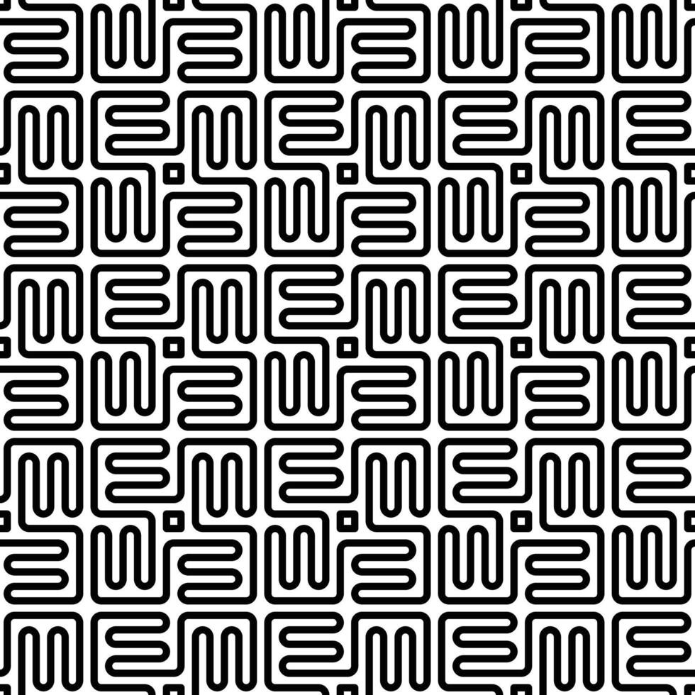 Black and White Winding Lines Seamless Pattern vector