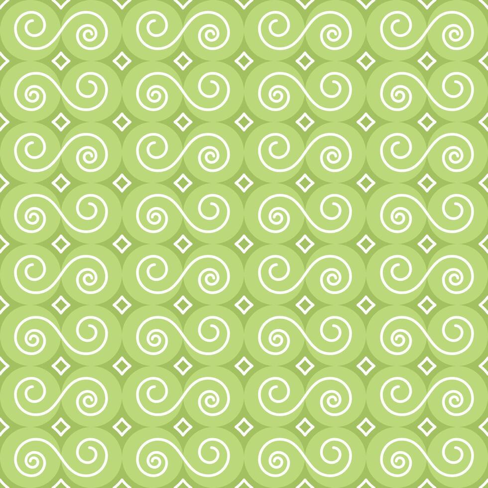 Green Flat Breeze Batik Seamless Pattern vector