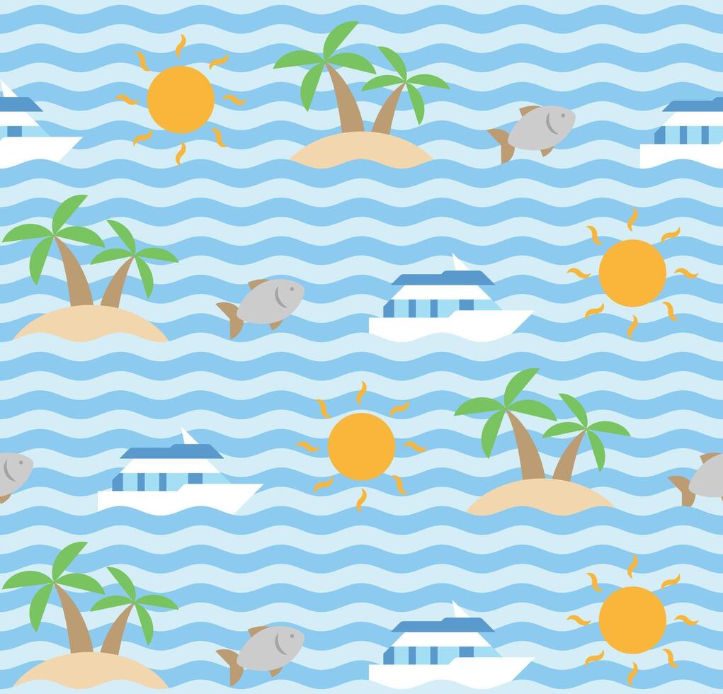 Flat Summer Sea Seamless Pattern vector
