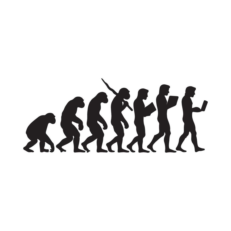 The evolution of man and woman in silhouette vector
