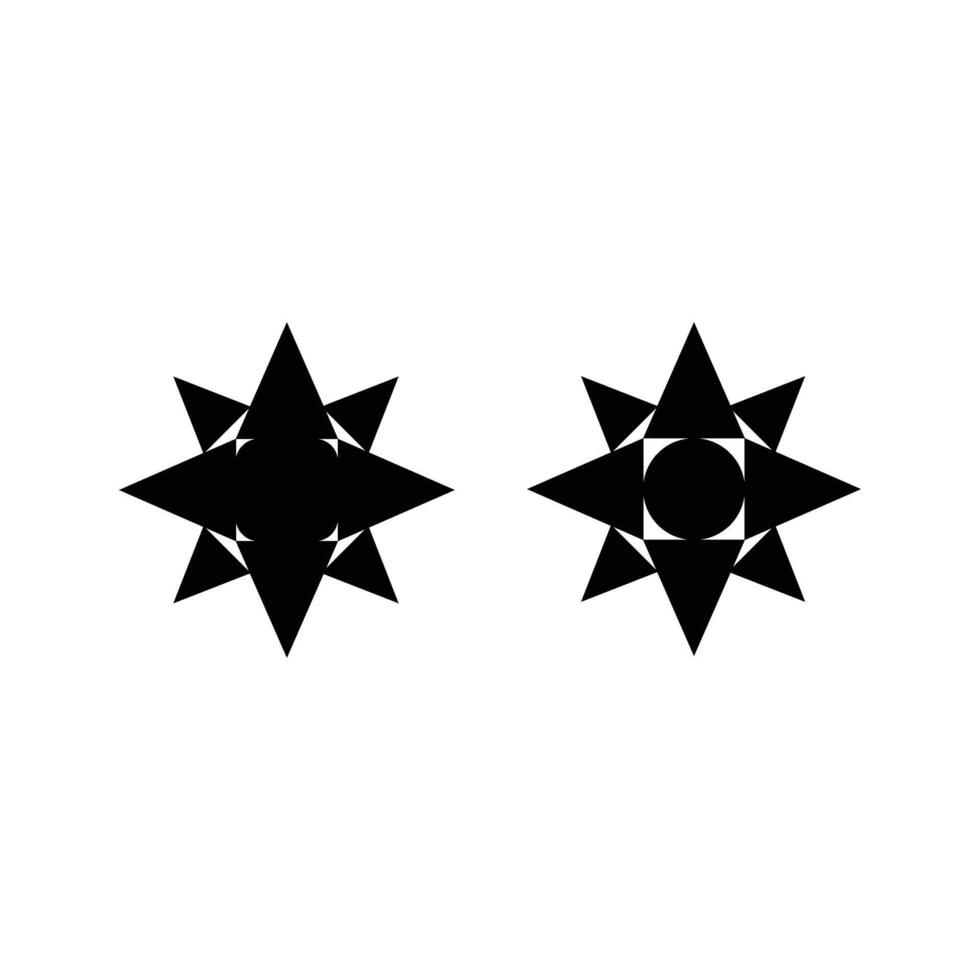 Two black and white star shapes with a white background vector