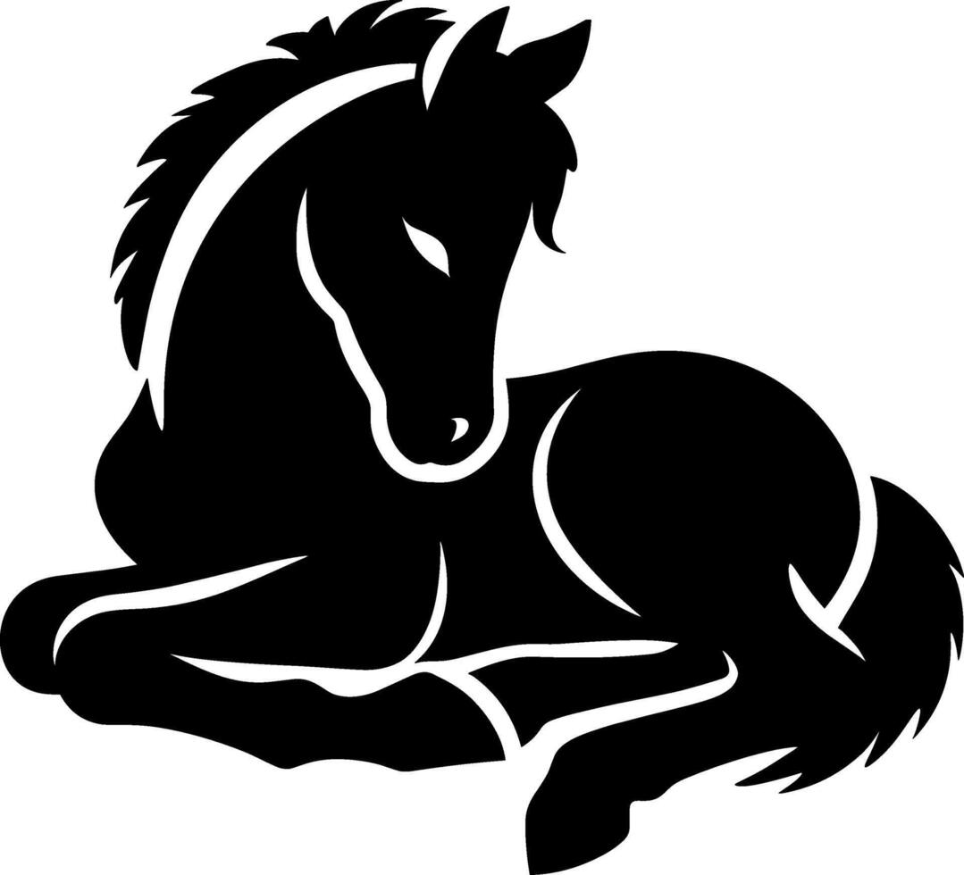 Sleeping Foal Silhouette Art vector
