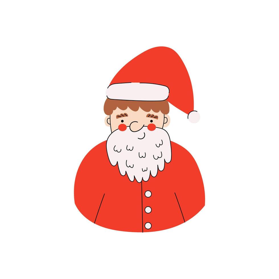 Santa Claus. Cute Santa Clause in a red hat and a fur coat. hand Drawn illustration on a white background vector